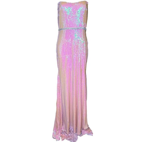 Ieena for Mac Duggal SEQUINED STRAPLESS RHINESTONE BELT GOWN NWT Size 2 - Picture 5 of 11